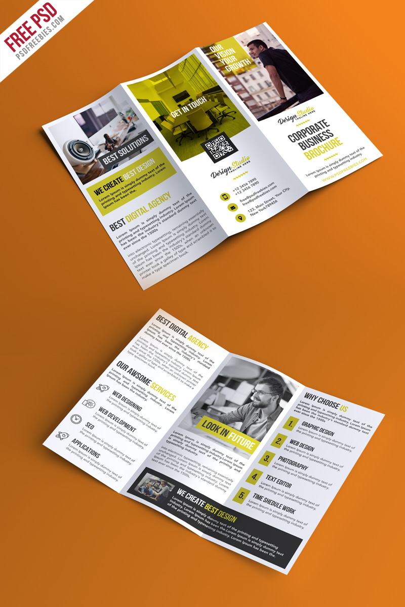 Professional Tri-fold Brochure PSD Free Download