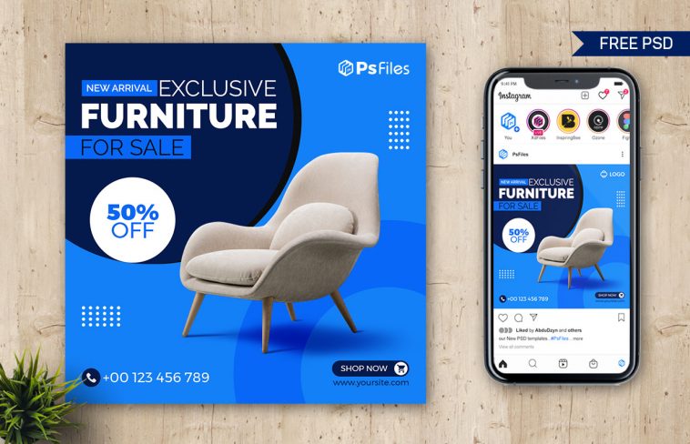 Furniture Sale Social Media Post Design Template PSD Free Download