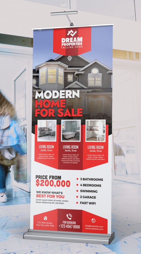 Real Estate Advertising Roll Up Banner PSD Free Download