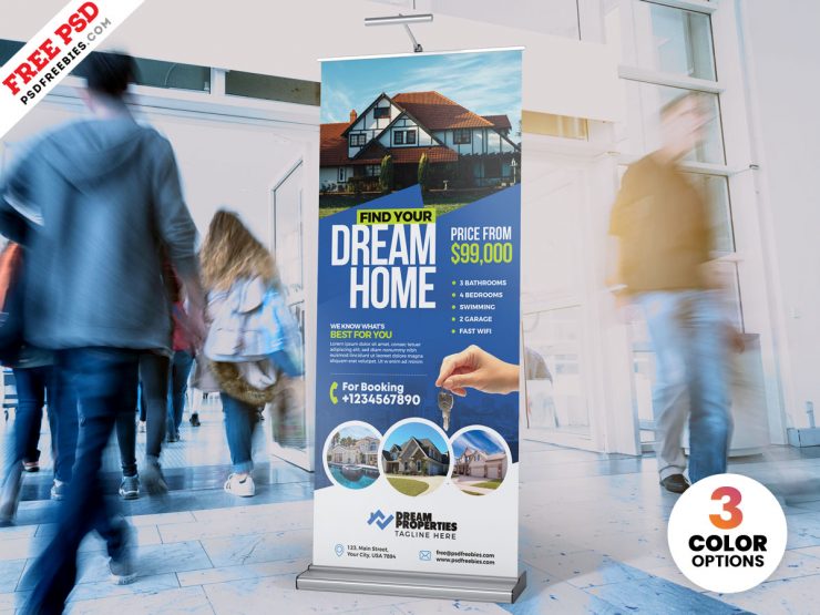 Real Estate Roll Up Banner PSD Free Download