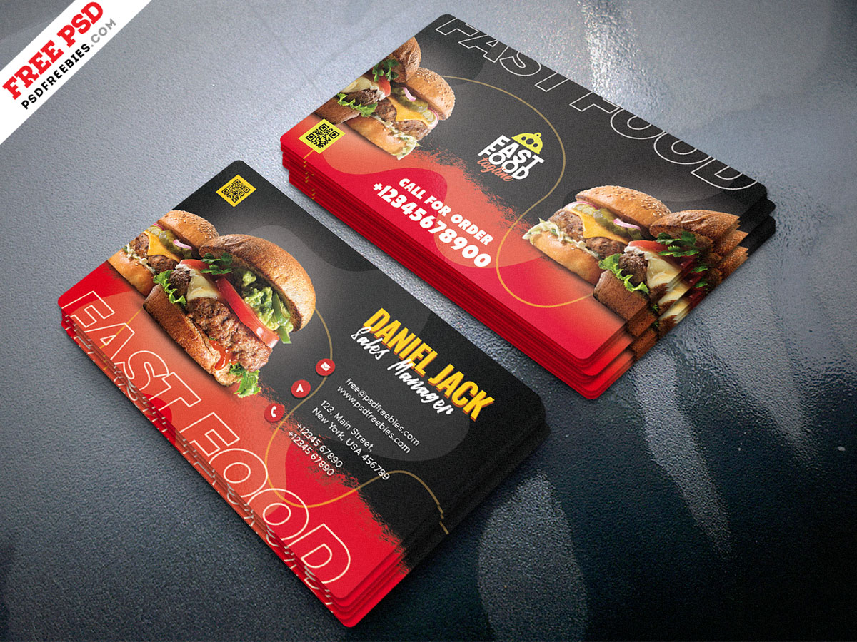 Restaurant Fast Food Business Card PSD Free Download