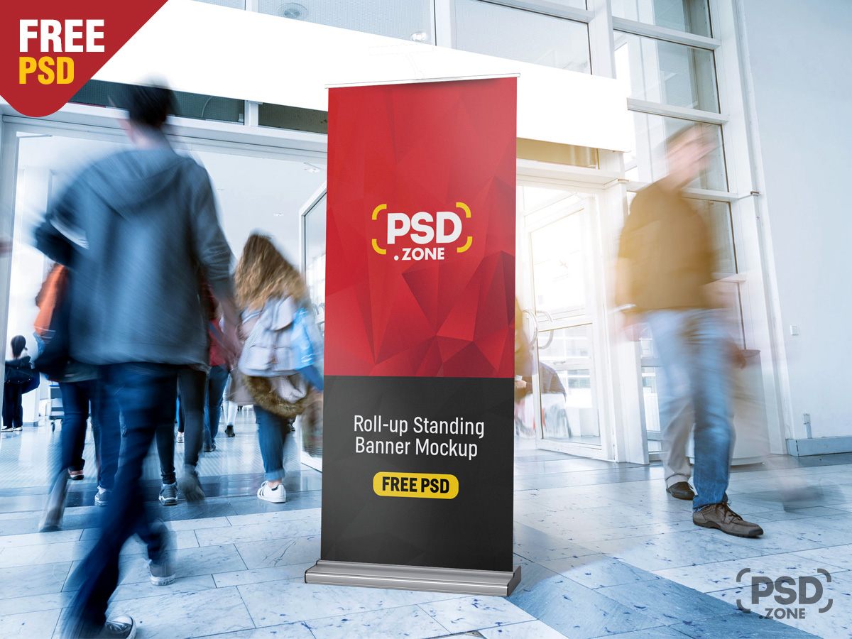 Roll-Up Standing Banner Mockup PSD