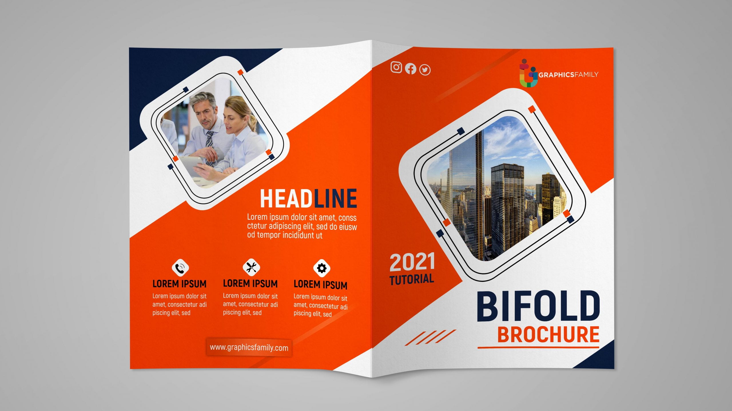 Simple Bifold Brochure Design PSD Free Download