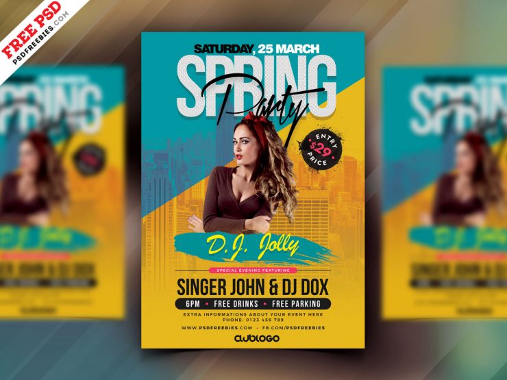 Spring Party Flyer Design PSD Free Download