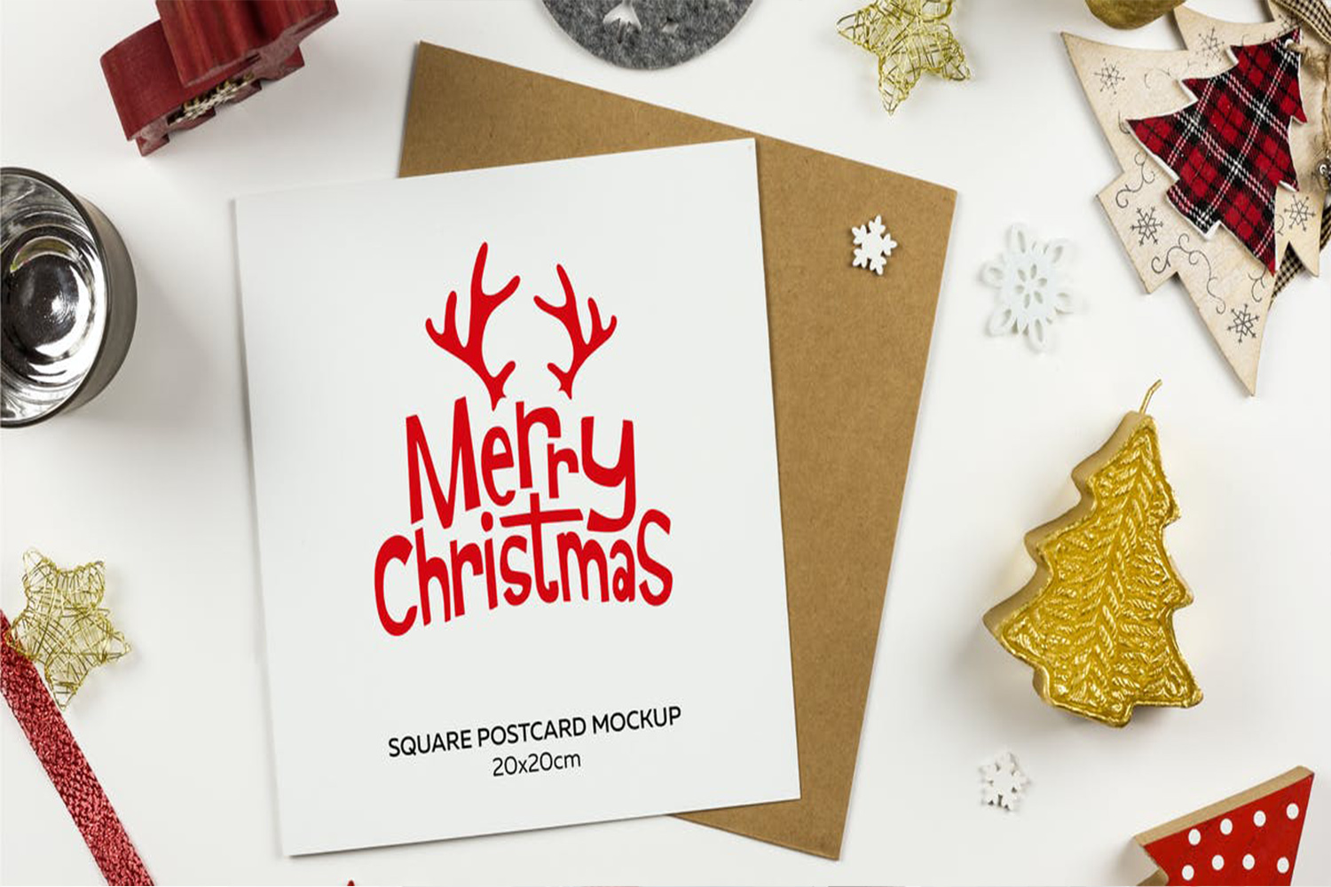 Square Postcard for Christmas Mockup Free Download
