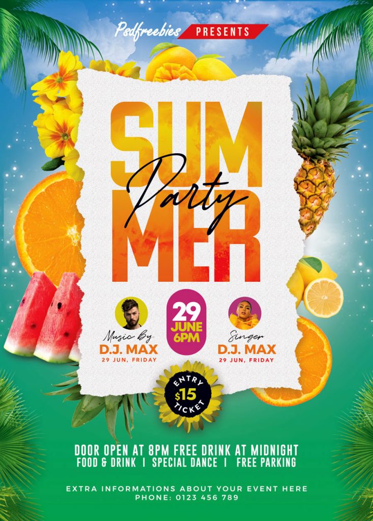 Summer Beach Party Flyer PSD Free Download
