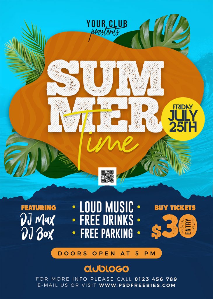 Summer Time Party Event Flyer PSD Free Download
