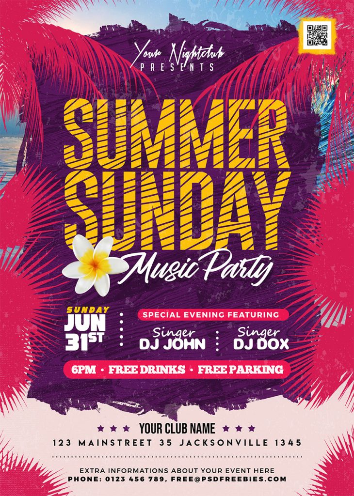 Sunday Summer Party Flyer PSD Free Download