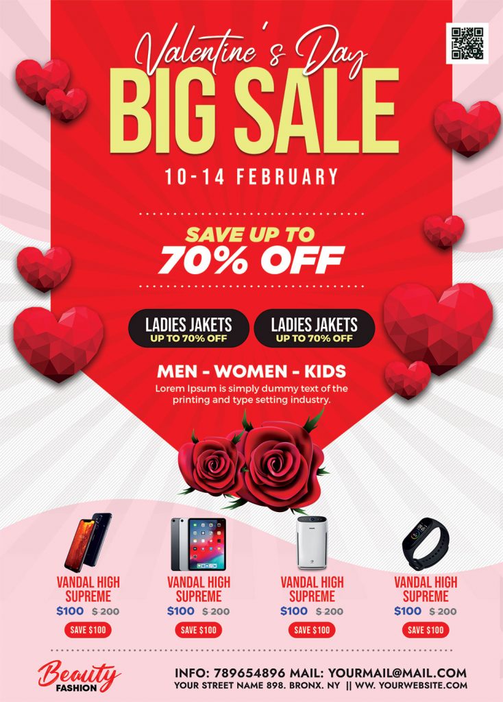 Valentine’s Day Sale Promotion Flyer PSD Free Download