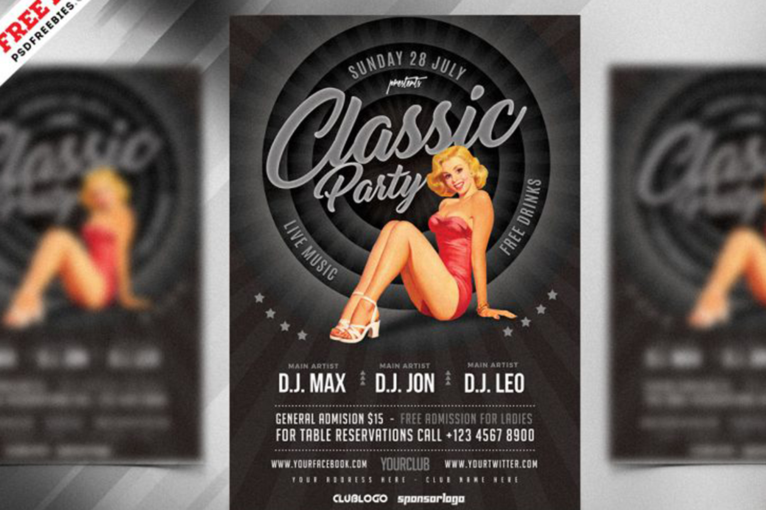 Vintage Style Party Flyer Design PSD Free Download