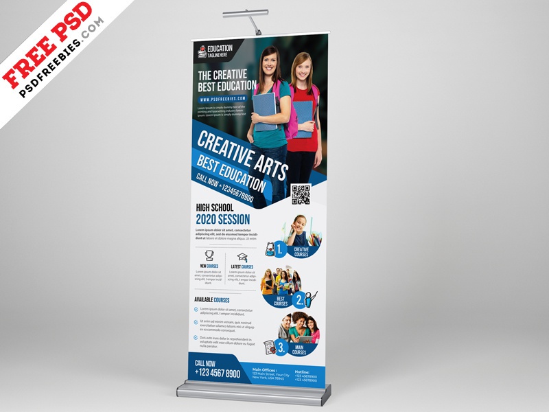 Education Roll up Banner PSD Free Download