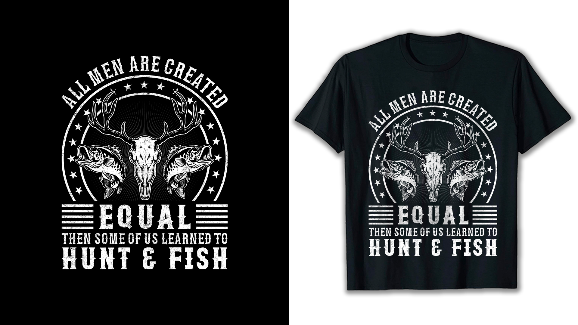 How To Create Hunting Fishing T-Shirt Design In Illustrator | Create Hunting Fishing Designs | T-Shirt Design