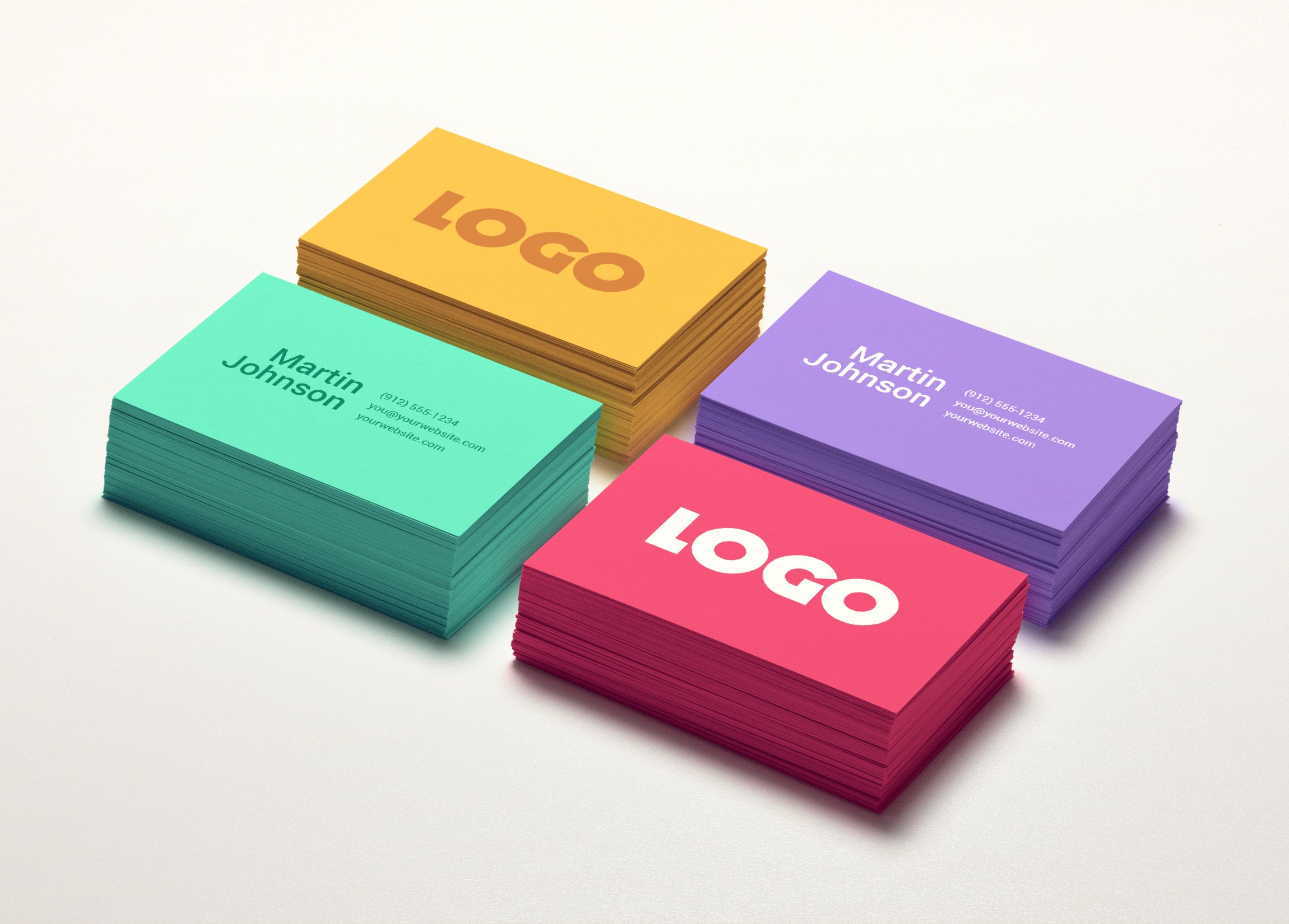 4 Colorful Business Card MockUp Free Download