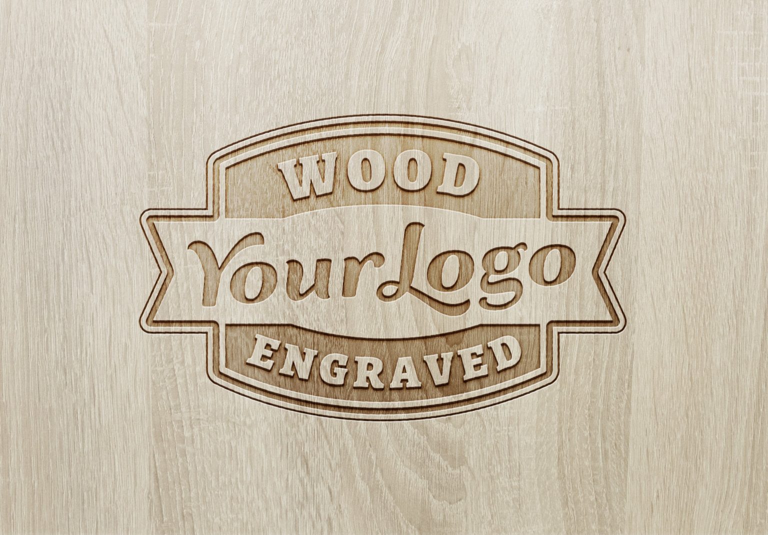 Authentic Wood Engraved Logo Mockup Free Download