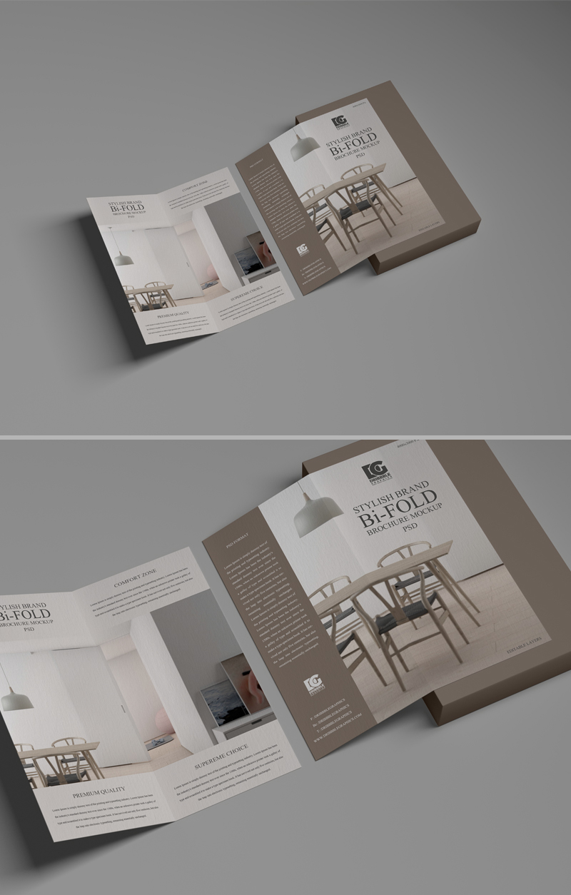 Brand Bi-Fold Brochure Mockup Free Download