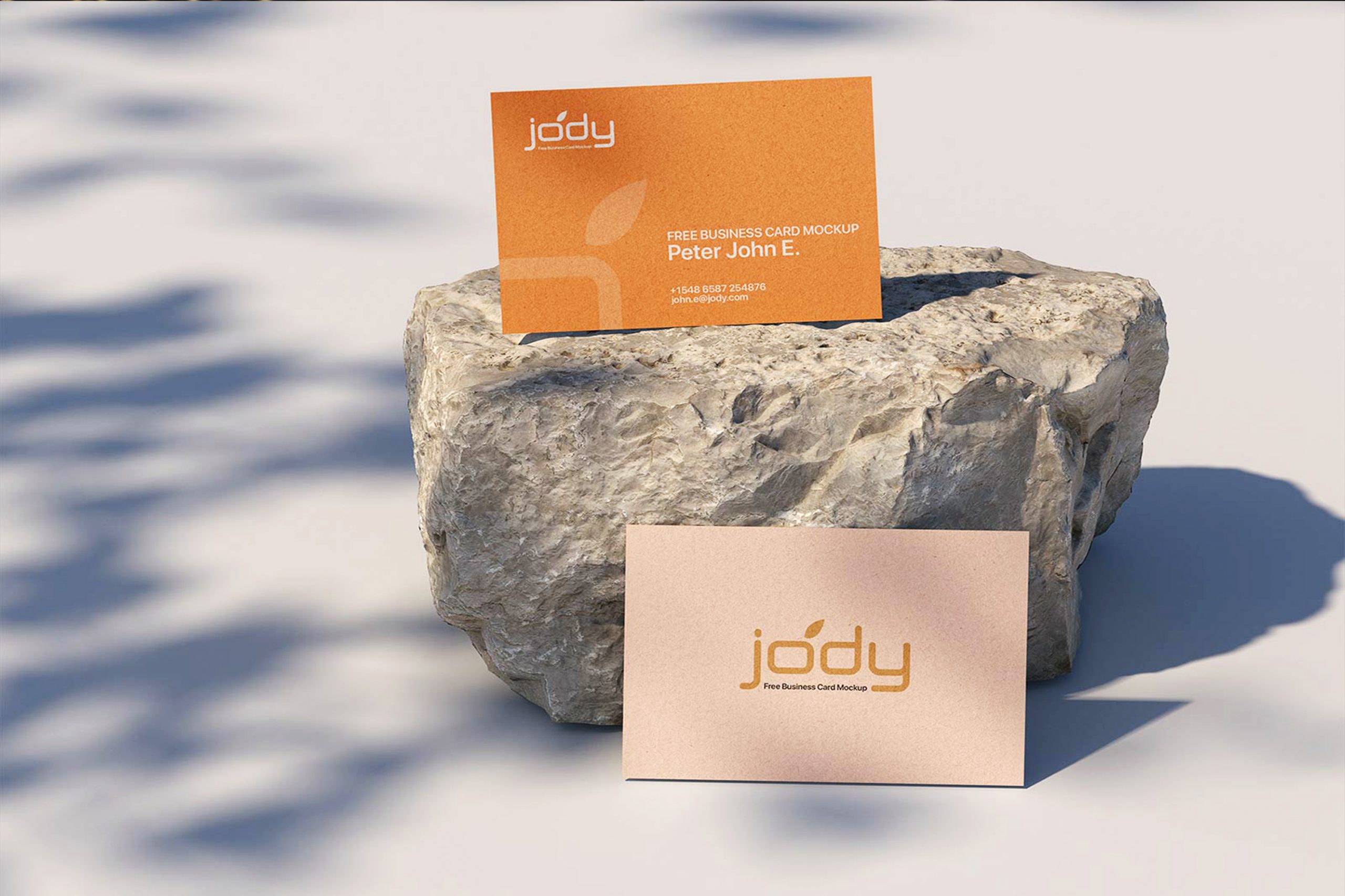 Business Card On A Stone Mockup Free Download