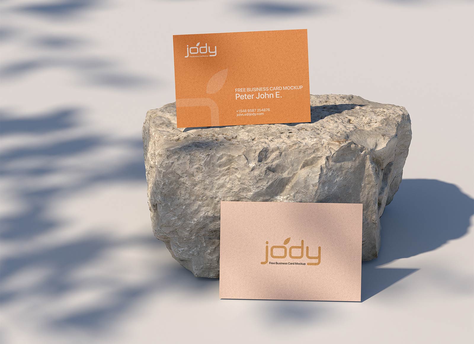 Business Card On A Stone Mockup PSD Free Download