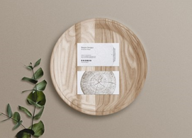 Business Card  Mockup on Wooden Plate Free Download
