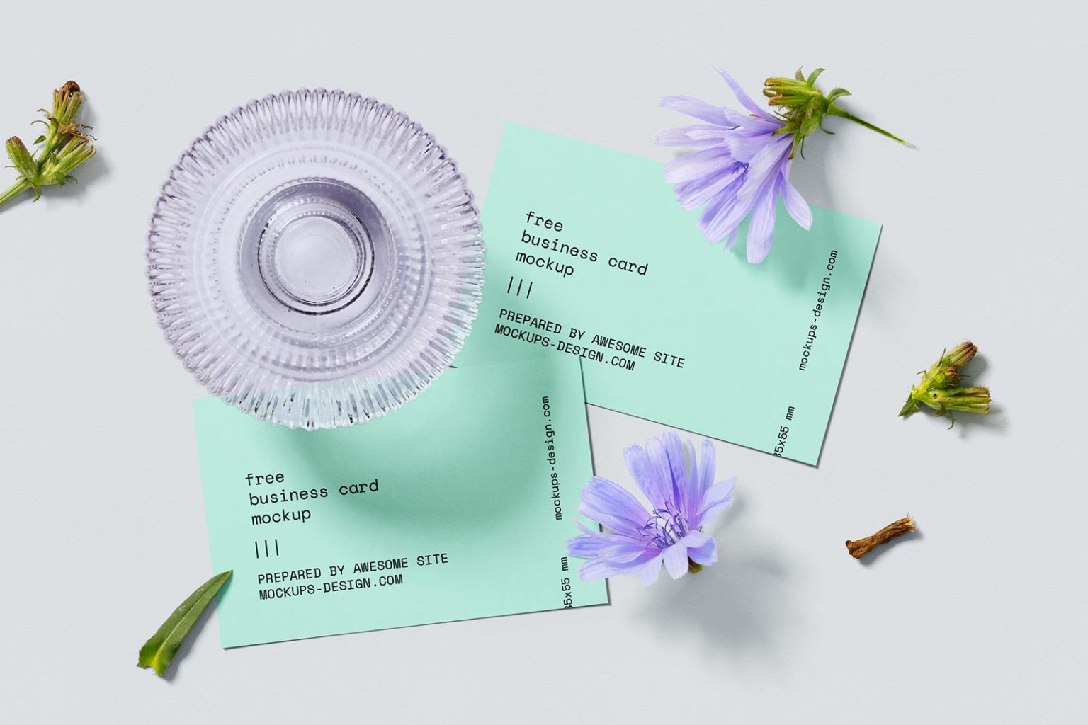 Business Card With Flower Mockup Set Free Download