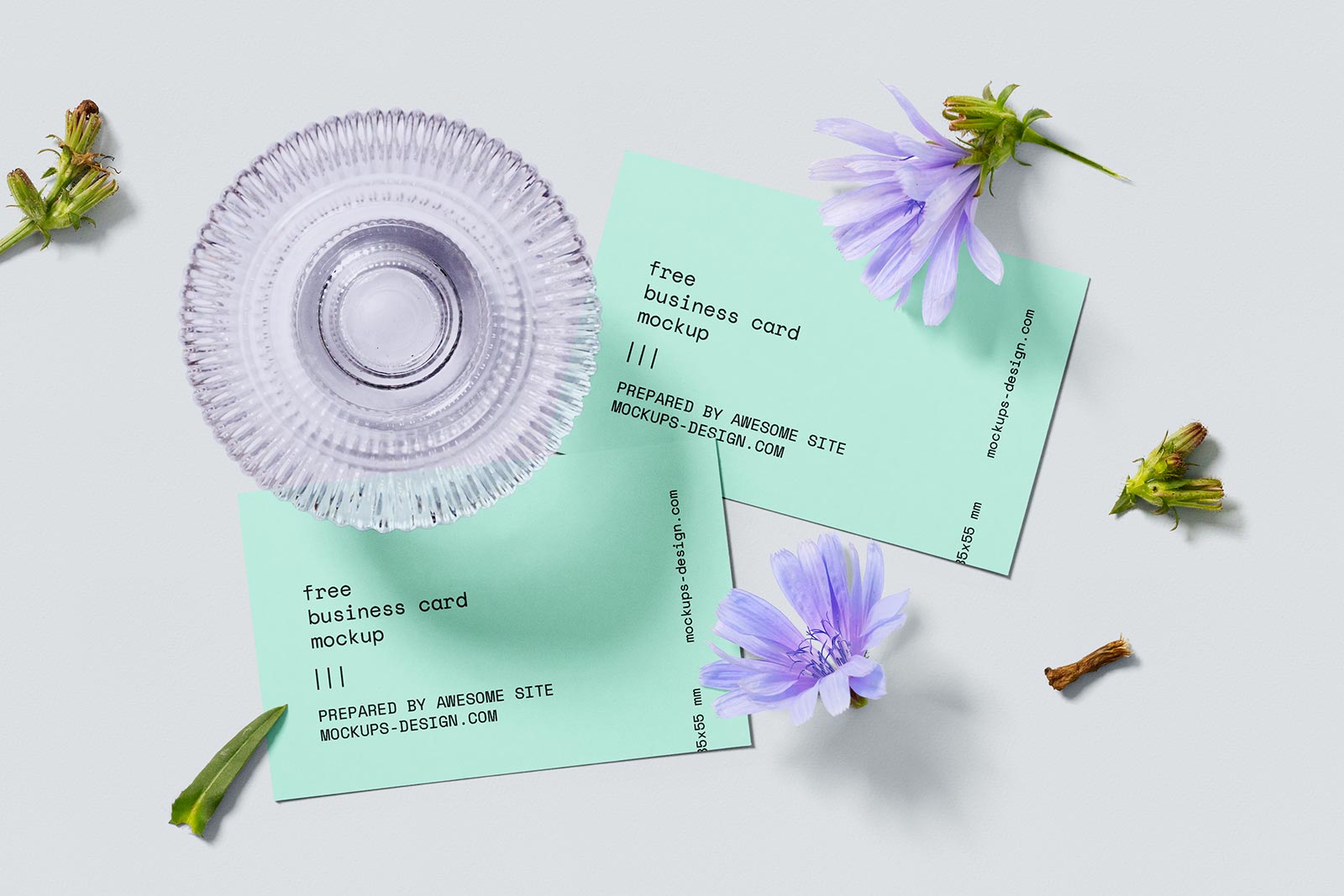 Business Card With Flower Mockup Set Free Download
