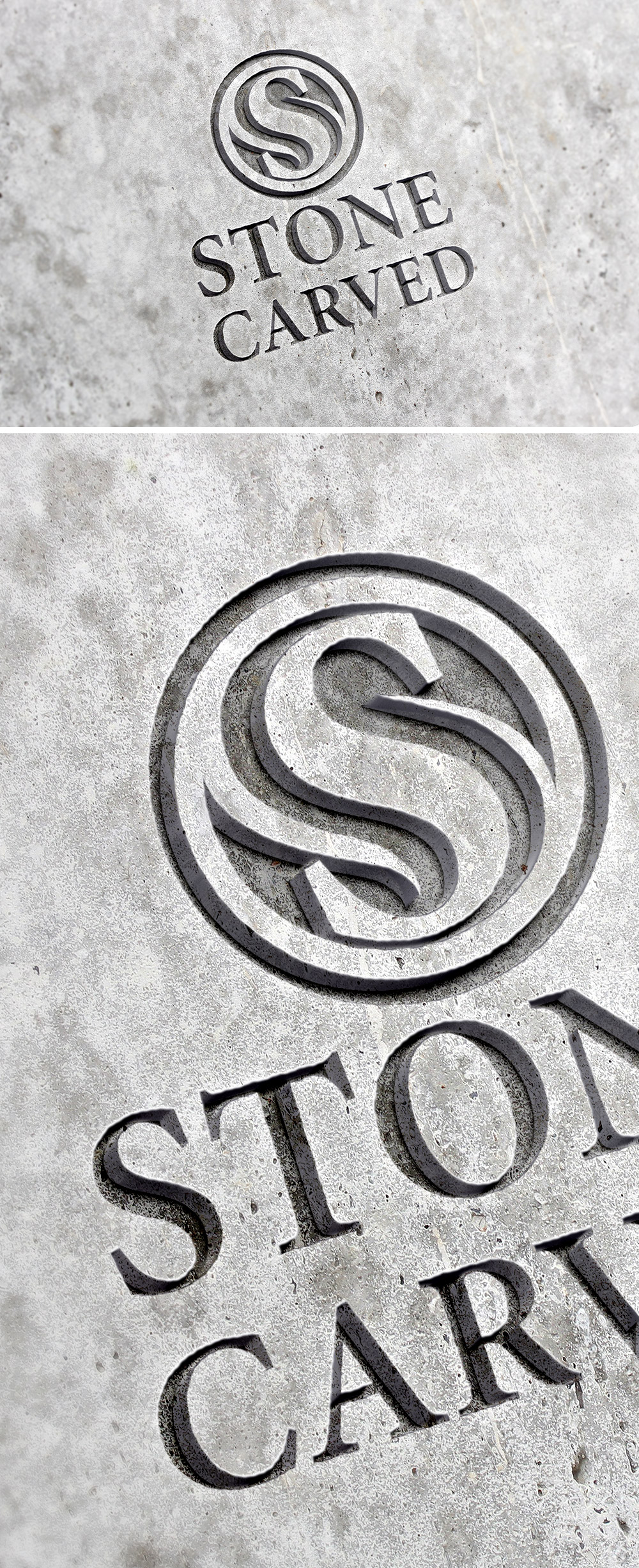 Carved Stone Logo Mockup PSD Free Download