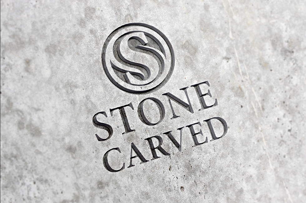 Carved Stone Logo Mockup PSD Free Download