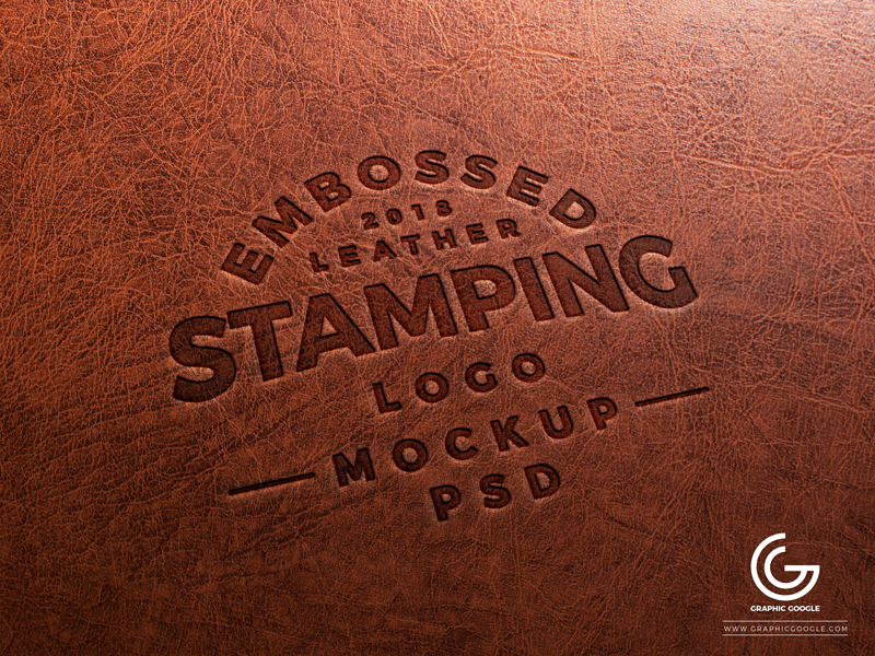 Embossed Leather Stamping Logo Mockup PSD Free Download
