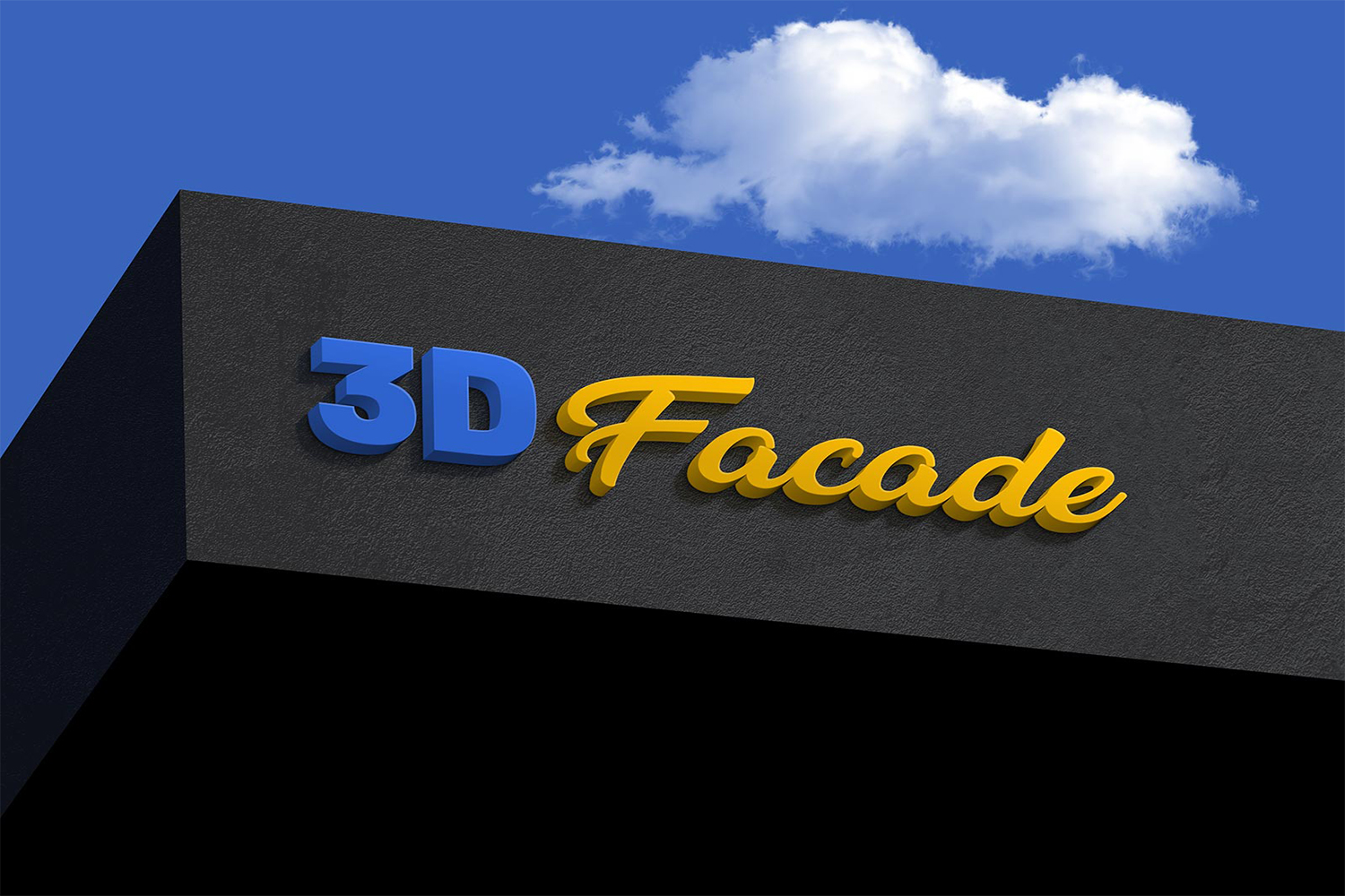 Facade Shop Sign 3D Logo Mockup PSD Free Download
