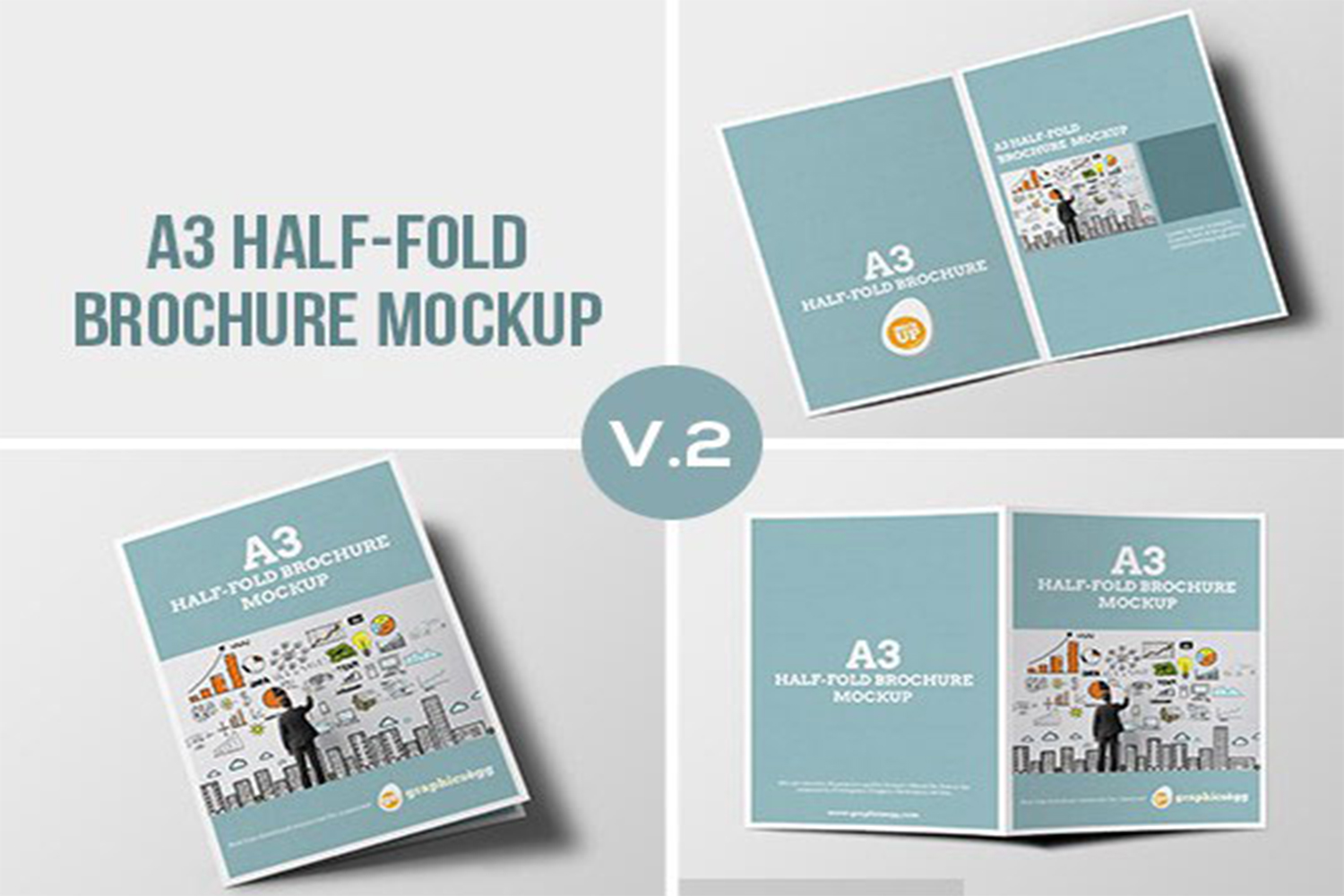 Half-Fold Brochure Mockup Free Download