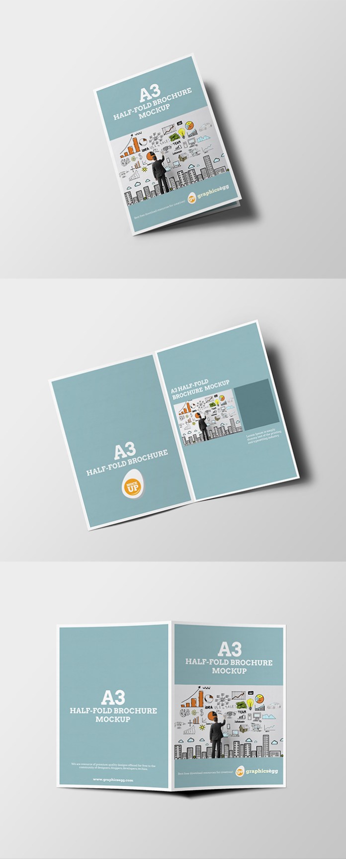 Half-fold Brochure Mockup Free Download