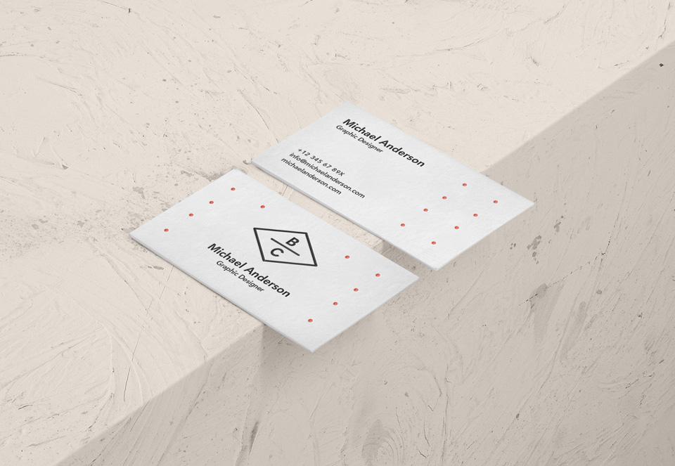 Isometric View of White Psd Business Card Mockup Free Download
