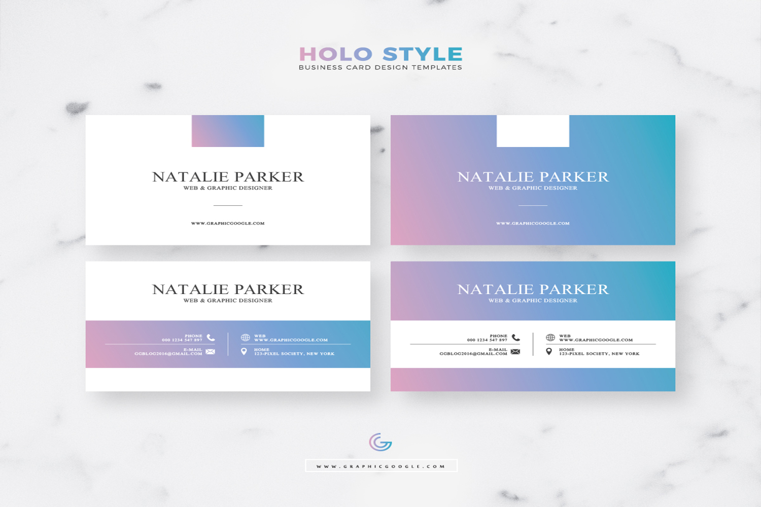 Modern Holo Style Business Card Design Templates 2018 Free Download