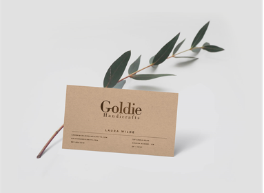 Realistic Business Card Mockup with Leaf Free Download