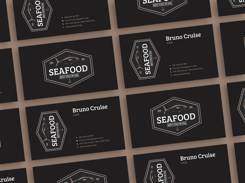 Seafood Business Card Design Template 2021 Free Download