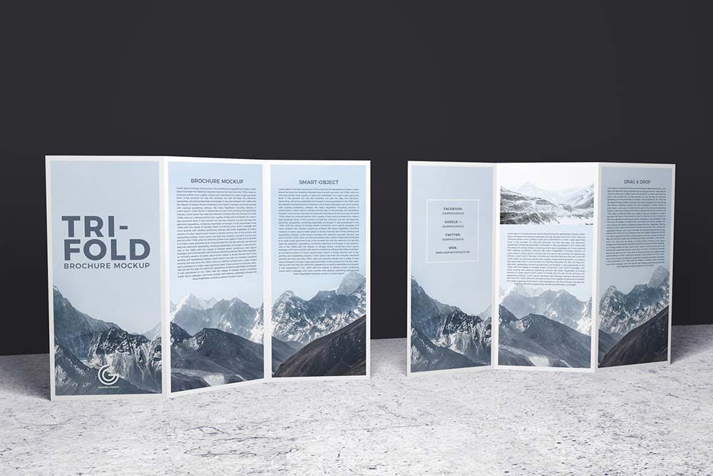 Sided Tri-Fold Brochure Mockup Free Download