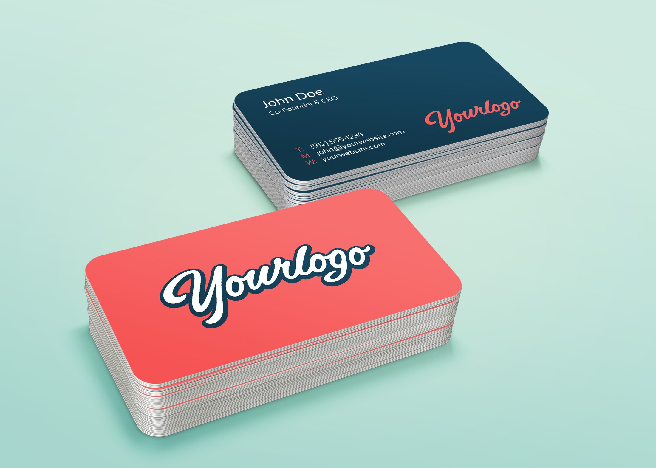Stacked Business Card MockUps Free Download