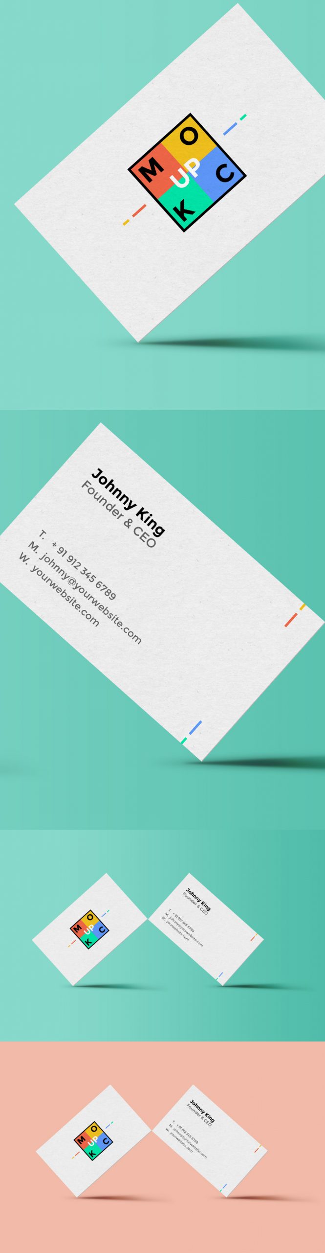 Standing White Business Card Mockup Free Download