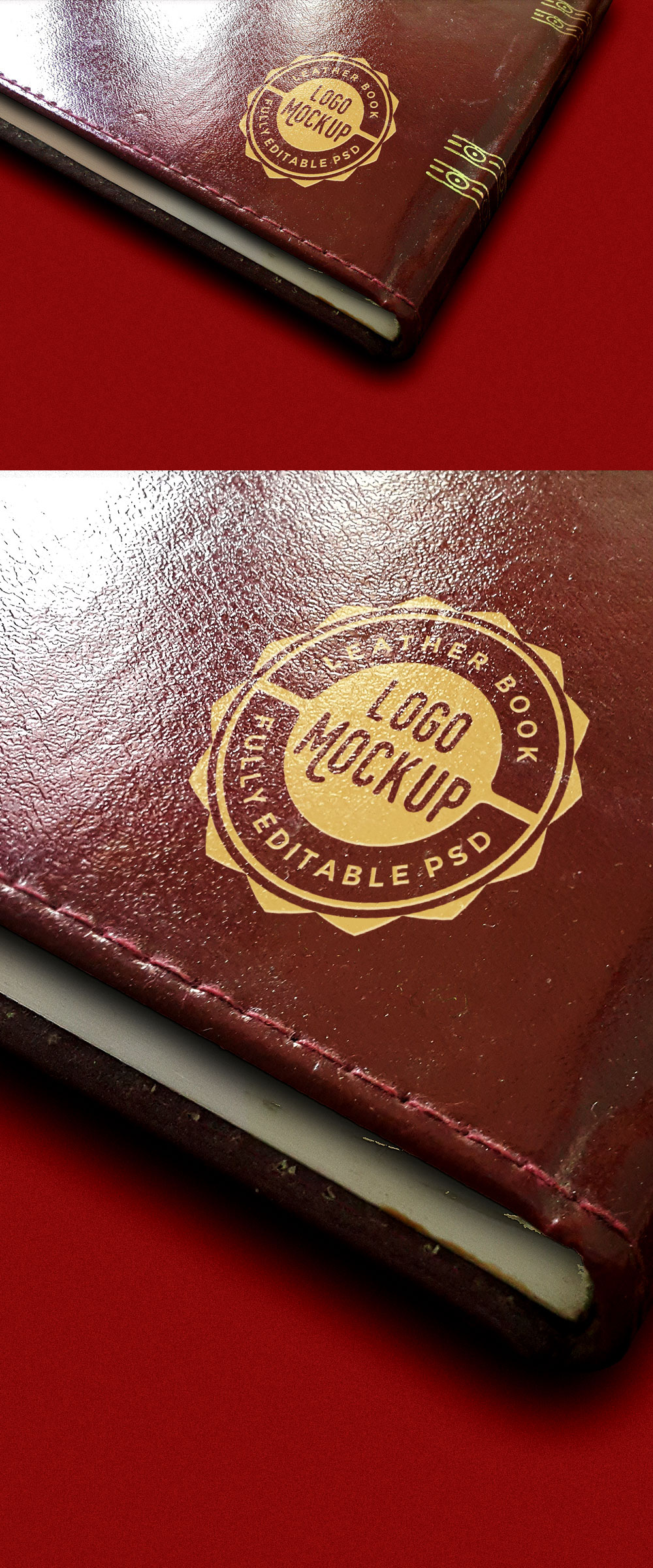 Vintage Leather Book Logo MockUp Free Download