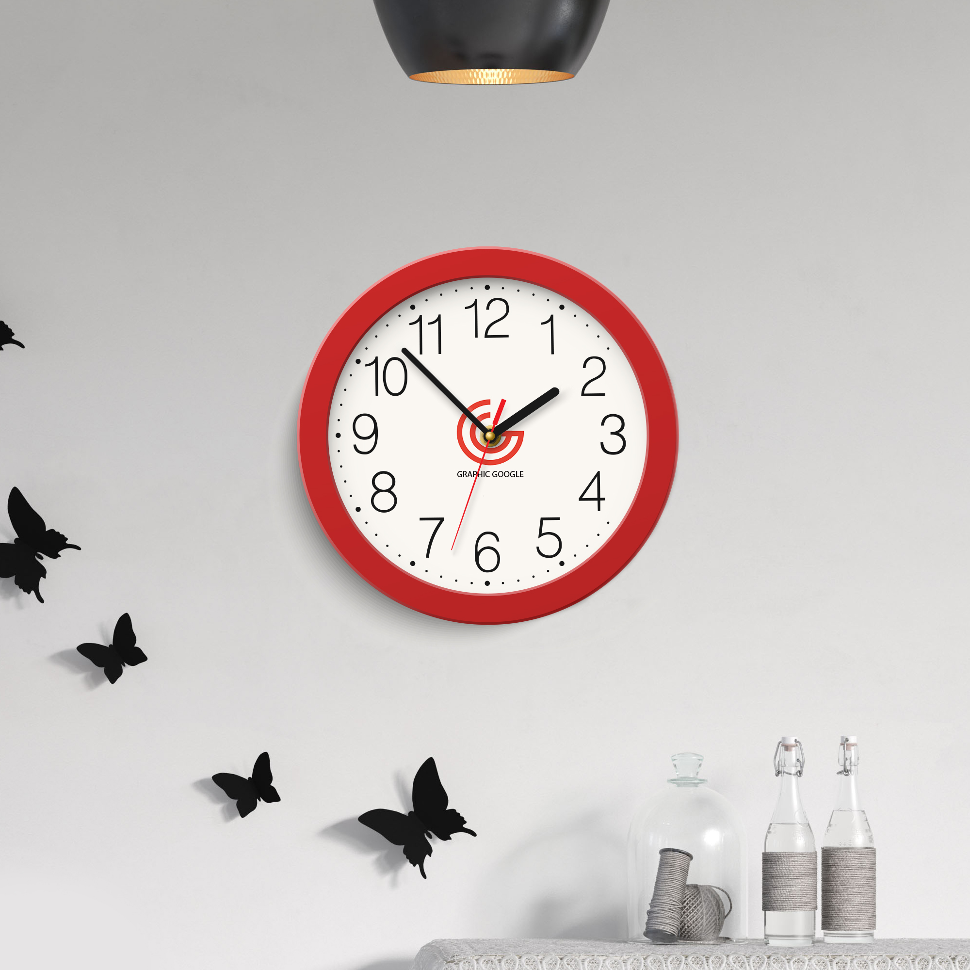 Wall Clock Logo Branding Mockup Free Download