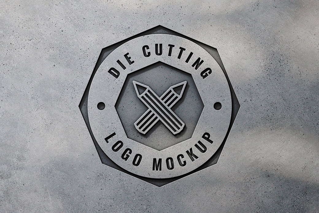 Wall Engraved Logo Mockup Free Download