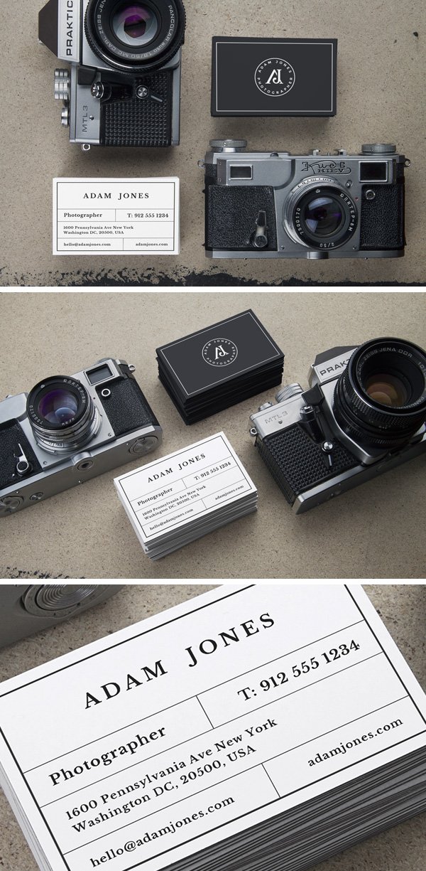 White Business Card with Vintage Film Cameras Mockup Free Download