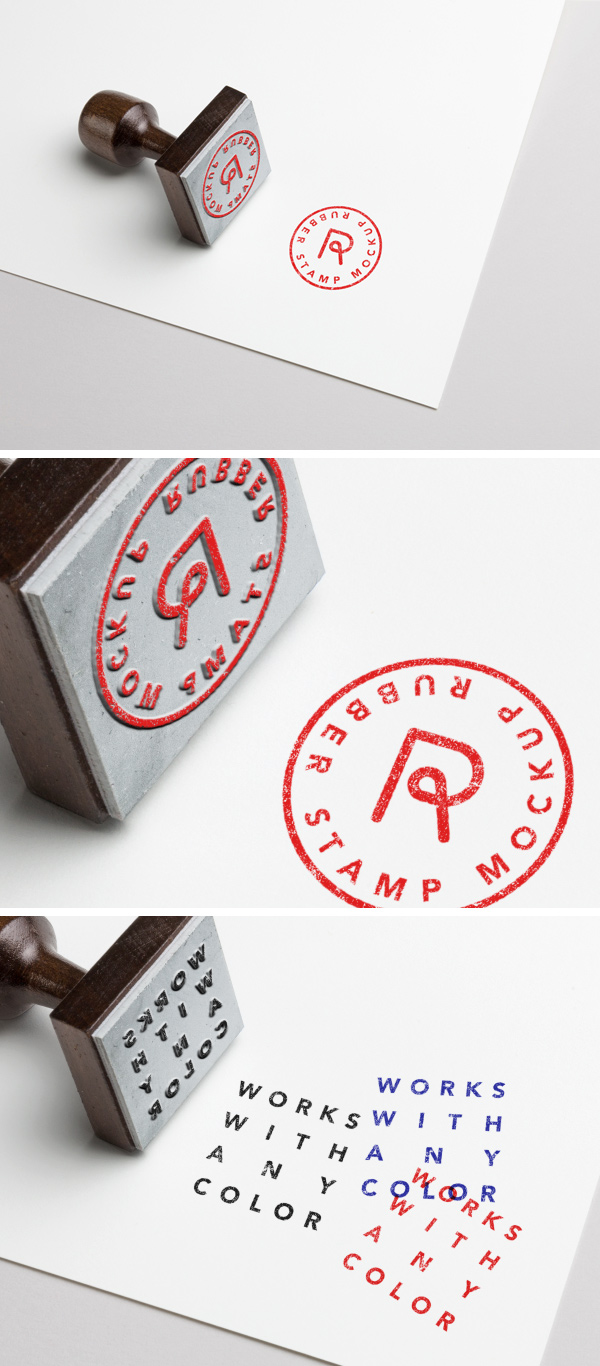 Wood and Metallic Vintage Rubber Stamp Logo PSD MockUp Free Download