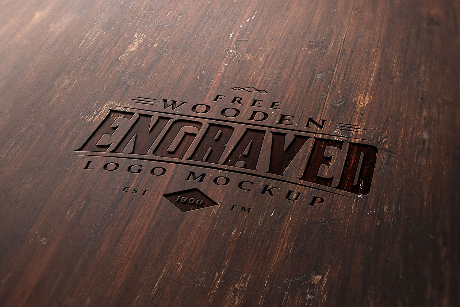 Wooden Engraved Logo Mockup PSD Free Download