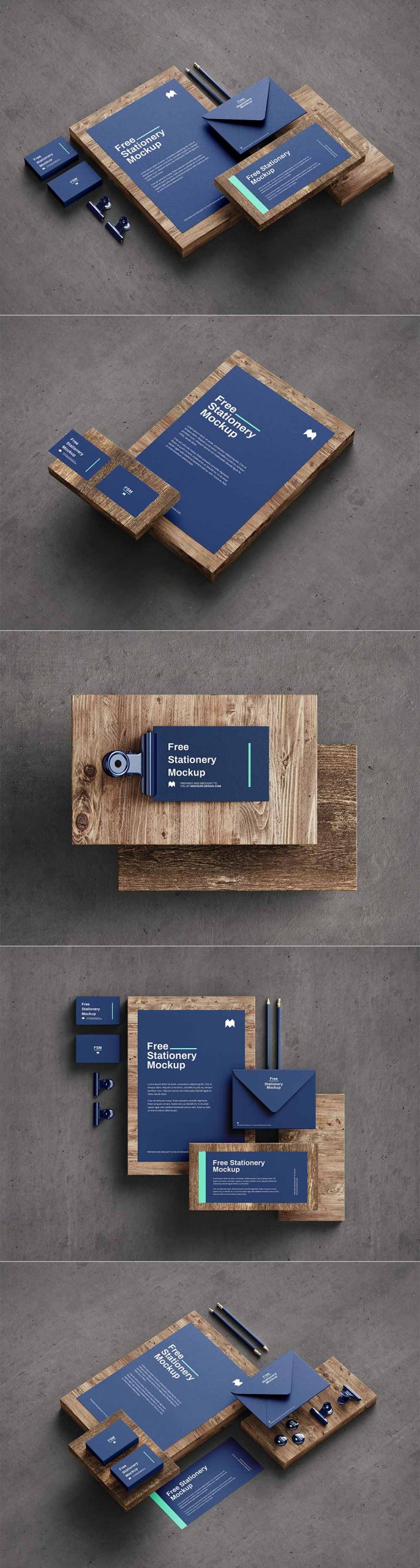 Wooden Stationery Mockup free download