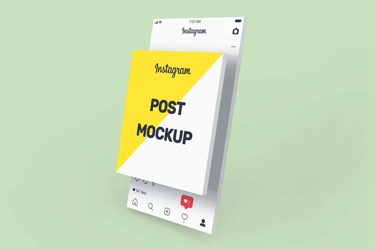 3D Instagram Post Mockup Free Download