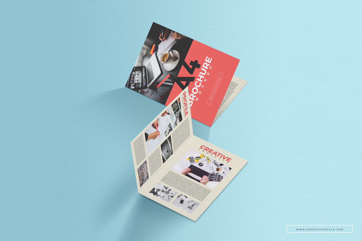 A4 Folded Brochure Mockup Free Download