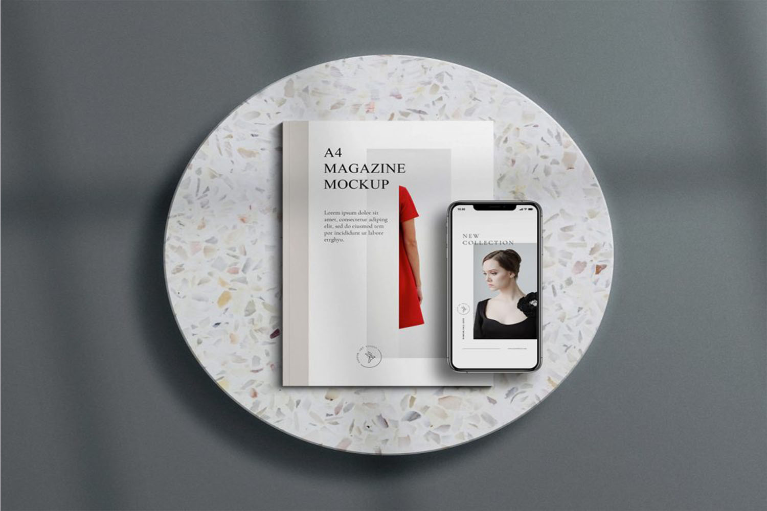 A4 Magazine with iPhone Mockup Free Download