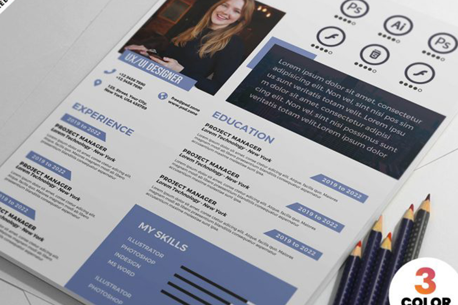 A4 Size Creative Resume PSD Template Free Download