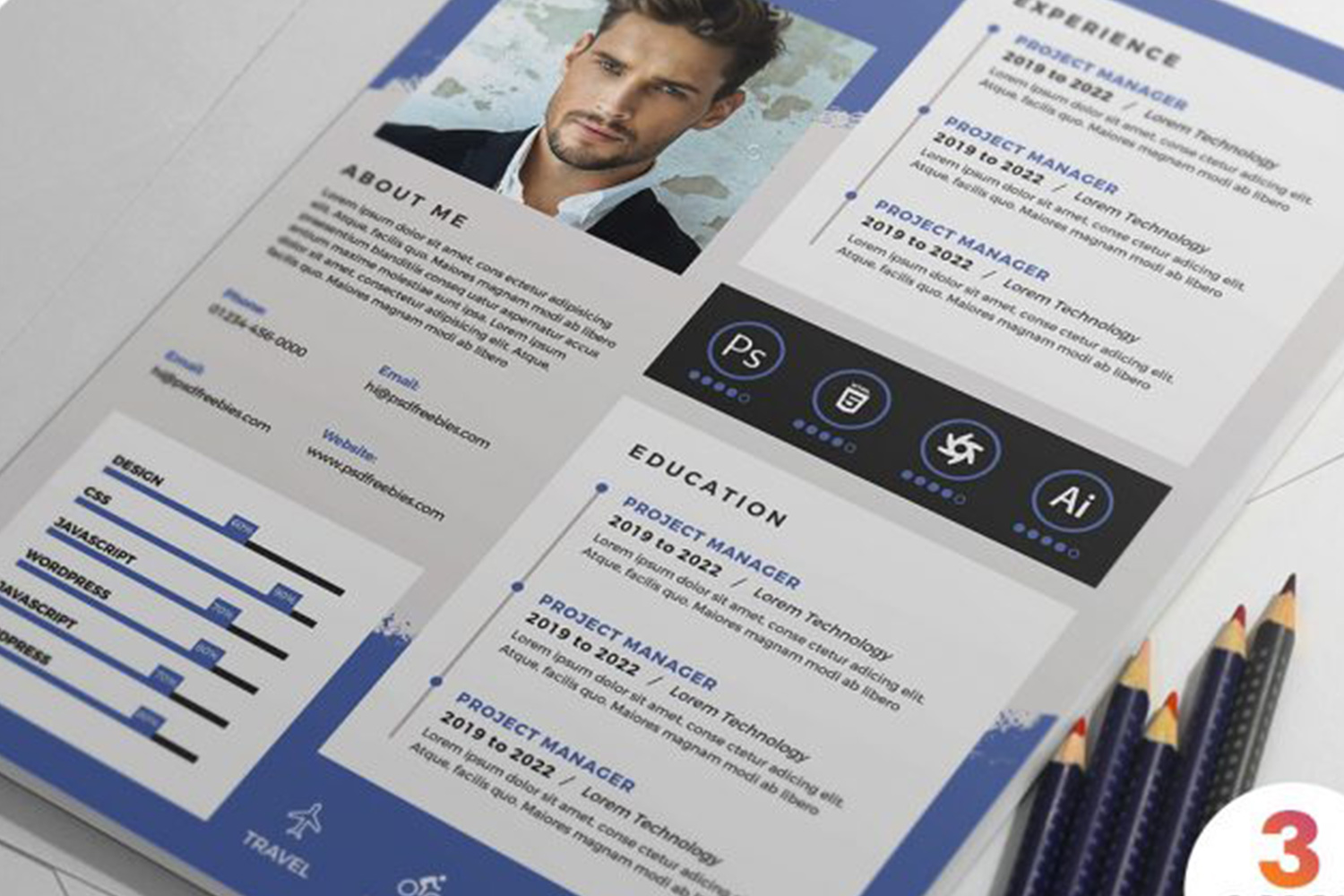 A4 Size Designer Resume PSD Template Free Download
