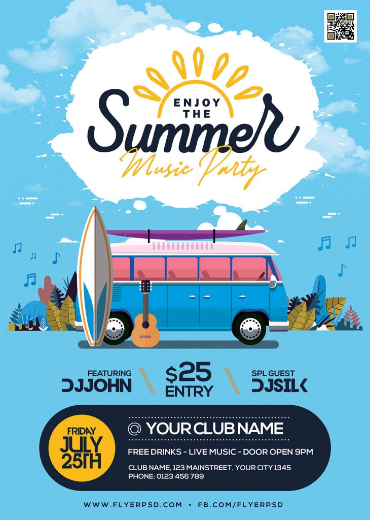 Beautiful Summer Party Flyer PSD Free Download